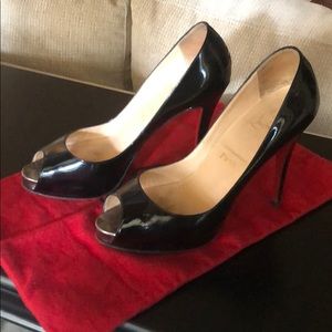 Christian Louboutin Black Peep Toe Heals